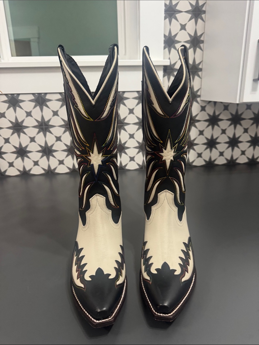 Tecovas Annie Star Limited Edition Western Boots Black White Women’s 9